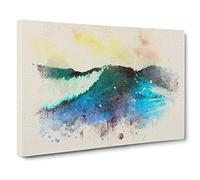 Rolling Ocean Waves In Abstract Modern Art Canvas Wall Art Print Ready to Hang, Framed Picture for Living Room Bedroom Home Office Décor, 20x14 Inch (50x35 cm)
