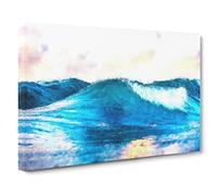 Rolling Ocean Waves Painting Modern Art Canvas Wall Art Print Ready to Hang, Framed Picture for Living Room Bedroom Home Office Décor, 30x20 Inch (76x50 cm)