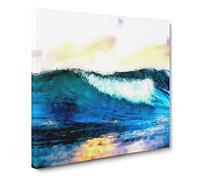 Rolling Ocean Waves Painting Modern Canvas Wall Art Print Ready to Hang, Framed Picture for Living Room Bedroom Home Office Décor, 20x20 Inch (50x50 cm)