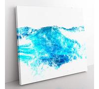 Rolling Ocean Waves Watercolour Modern Canvas Wall Art Print Ready to Hang, Framed Picture for Living Room Bedroom Home Office Décor, 35x35 cm (14x14 Inch)