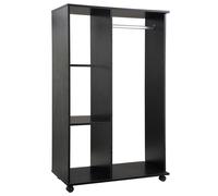Rolling Open Wardrobe Hanging Rail Storage Shelves for Clothes, Black