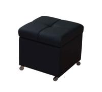 Rolling Ottoman Stool Upholstered Bench with Wheels Leather Storage Cube Flip Top Lid Footrest for Entryway & Living Room (Nero)