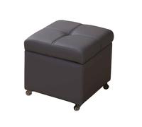 Rolling Ottoman Stool Upholstered Entryway Bench with Wheels Leather Footrest Cube Seat with Flip Top Lid Dark Grey Storage Solution for Living Room & Couch