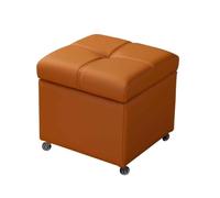 Rolling Ottoman Stool Upholstered Footrest Bench with Wheels Flip Top Lid Storage Cube Leather Entryway Seat for Living Room and Couch