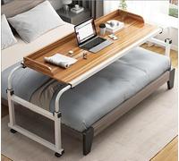 Rolling Overbed Table,Overbed Bedside Table with Rolling Height and Length Adjustable Mobile Table, Over The Bedwithwheelsiarge Cross Bed Tablewith Wheels