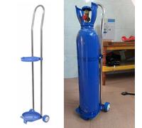 Rolling Oxygen Cylinder Cart with Wheels - Durable Metal Holder for 10L, 15L, 20L Tanks - Adjustable Height (31.5/37.4/43.3 in) - Perfect for Hospitals & Clinics
