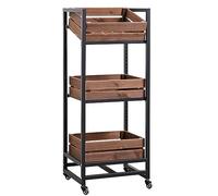Rolling Pantry Cart - Vegetable Basket Organizer, Utility Kitchen Storage Stand, Large Food Display Rack for Fruits and Bread