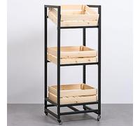 Rolling Pantry Cart - Vegetable Basket Organizer, Utility Kitchen Storage Stand, Large Food Display Rack for Fruits and Bread