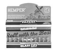 Rolling Paper and Tips compatible with Hemper King Size Rolling Papers with 7mm Glass Filter Tips - Premium French White Papers & Reusable Borosilicate Glass Tips (6mm Tips)