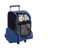 Rolling Pet Carrier, Cat Dog Travel Backpack, Pet Carrier Luggage with Wheels and Telescopic Handle, Pet Travel Bag, Portable Wheeled Cat Dog Carrier, Pet Trolley for Small Medium Pets Royal Blue