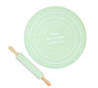 Rolling Pin and Baking Mat Set - Silicone Non-Stick Kneading Pad with Solid Wood Dough Roller | Food Grade Silicone Rolling Pin Kit with Measurement Marks for Baking, Pastry, Pasta