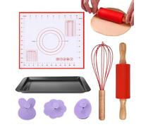 Rolling Pin with Mat | Non-Stick Easter and Pastry Utensils | Baking Rolls with and Egg Design | For Pastry Home Kitchen Pizza Pasta Fondant