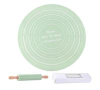 Rolling Pin with Silicone Baking Mats | Non-Stick Dough Roller and Pastry Mat Set | Easy to Clean Rolling Pin with Foldable Mat | Compact Rolling Pin and Mat Set for Baking at Home Or Cafe Use