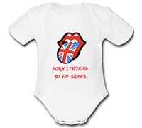 ROLLING present music from for a mum mummy dad daddy gift Unique stones Baby Vest Grow Babygrow Cute tOP Custom Boys Girls Unisex THE tongue lips (12-18 Months)