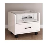 Rolling Printer nd with Wheels Heavy Du Under De nizer Cart SpaceSaving Sto Solut for Home Office 53cm (20.9in) Printer Table with Shelves (White)