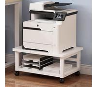 Rolling Printer Stand - Mobile Under Desk Printer Table with Wheels, Multi-Use Printers Cart for Home Office Fax Scanner Heat Press File Book(White,19.6 in)
