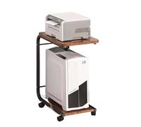 Rolling Printer Stand Under Desk 2-Tier Printer Cart Mobile Computer Host Rack Side Table for PC CPU Shredder Fax Machine Space-Saving Printer Shelf