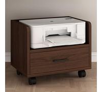 Rolling Printer Stand with Lockable Wheels Wooden Printer Shelf with Drawer Compact Office Furniture for Home & Office Dark Brown (L*W 45 * 40cm/18 * 16")