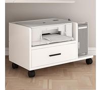 Rolling Printer Stand with Lockable Wheels Wooden Printer Table with Drawer Compact Home Office Furniture White L*W 76 * 45cm (30 * 18")