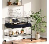 Rolling Rat Cage with Removable Storage Shelf, Two-Story Small Animal Cage with Food Dish, Water Bottle, Hay Feeder, Platform & Ramp Hamster Cage for Ferrets, Chinchillas, Rabbit 100 x 53 x 93 cm