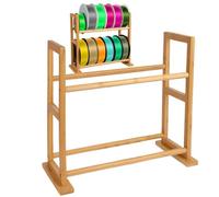Rolling Reel Holder - Two-tier 3D Filament Storage Unit with Compact Desktop Organization Shelf, Workshop Lab Consumables Management System for