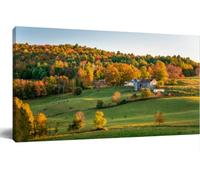 Rolling Rural Landscape At Sunset Stunning Autumn Colours Wall Art Canvas Prints Painting Nature Pictures Unframed Paintings Canvas Wall Art For Living Room Bedroom Kitchen Home And Office 12x16 Inch