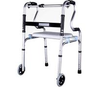 Rolling s Folding armrest e for The Elderly,Height-Adjustable Portable,Standing Crutches to Assist Walking,Can Bear 100kg (Color : Silver, Size : 53 * 51 * 76-94cm)