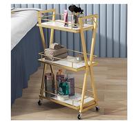 Rolling Salon Beauty Trolley - Metal Makeup Cart with 3 Tiers for Manicure & Utility Storage - Mobile Spa Cart on Wheels for Easy nization & Convenience