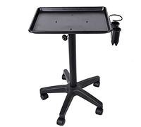 Rolling Salon Tray, Aluminum Trolley Cart, Equipment on Wheels Professional Adjustable Salon Instrument Stand with 5 Rolling Casters,Large Tray,Salon Tattoo Barber Tool Trolley