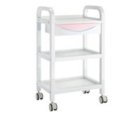 Rolling Salon Trolley Cart with 360° Wheels, Beauty Storage Cart with Drawer, Utility Rolling Carts for Hair Salon, Spa, Nail, Tattoo Shop, or Home 19.5''L x 13.8''W x 33.1''H(Pink A)