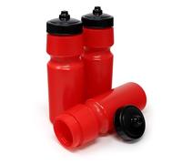Rolling Sands USA Made 24 oz Sports Squeeze Water Bottles, 3 Pack, BPA-Free, Easy Drink One Way Flow Valve, Fits Most Bike Cages, Dishwasher Safe, Durable, Reusable and Lightweight, Red