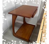 Rolling Side Table For Couch C-Shaped End Solid Wood Sofa With Drawer Bedside 2 Tier Storage Shelves Small Farmhouse