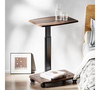 Rolling Side Table With Wheels, 2-tier Mobile End Table With Open Storage, Oval Metal Frame For Living Room Bedroom Office