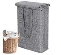 Rolling Slim Laundry Basket - Thin Laundry Hamper | Foldable Laundry Hamper | Dirty Clothes Storage Laundry Basket, Folding Design Storage Basket for Bathroom, Living Room, Bedroom