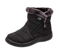 Rolling Soft Snow Short Boots Women Flat Pairs Water Warm Winter Men Women's Boots Velvet Women's Lined, 4 Black, 9 UK
