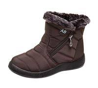 Rolling Soft Snow Short Boots Women Flat Pairs Water Warm Winter Men Women's Boots Velvet Women's Lined, 4 Brown, 10 UK