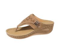 Rolling Soft Women's Shoes Blue Women's Europe and the USA Large Yards Solid Colour Round Thick Hollow Outerwear Herringbone Sandals Drag Shoes Screw Lock Women, brown, 5 UK