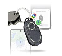 Rolling Square AirNotch Pro Dual - Bluetooth Tracker Keychain - Compatibile with both Apple iOS Find My and Google Android Find Hub - Replaceable Batteries, Loud 360° Sound, Anti-Loss Locator, Gray