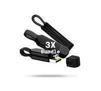Rolling Square inCharge X, (3X Pack) Multi Charging Cable Portable Keychain Charger Cable, 6-in-1 100W Ultra Fast Charging Power, Lava Black