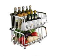 Rolling Stackable Wire Baskets with Wheels Metal Trolley Storage Cart for Kitchen Bathroom Living Room & Bedroom Versatile for Sundries & Shopping Items