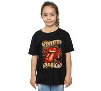 Rolling Stones Girls Tongue and Stars T-Shirt Black 9-11 Years