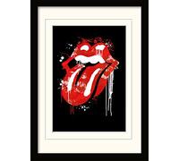Rolling Stones Graffiti Lips Mounted & Framed 30 x 40cm Print, MDF, Multi-Colour, 42 x 32 x 2.4 cm