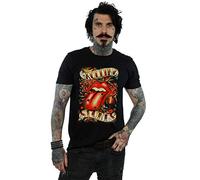 Rolling Stones Men's Tongue and Stars T-Shirt Black Large