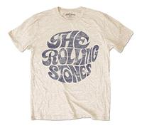 Rolling Stones Men's Vintage 70'S Logo Short Sleeve T-Shirt, Beige, Large
