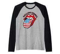 Rolling Stones Official Vintage US Tongue Raglan Baseball Tee