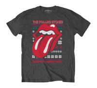 Rolling Stones The T Shirt Cosmic Christmas Band Logo Official Charcoal Grey S