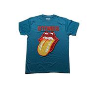Rolling Stones The T Shirt Diamante Tongue Logo Official Unisex Teal Blue XXL