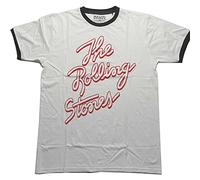 Rolling Stones The T Shirt Signature Band Logo Official Unisex White Ringer S