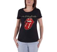 The Rolling Stones Women's Plastered Tongue Regular Fit Crew Neck Short Sleeve T - Shirt, Black (Black Black), 16 (Manufacturer Size:XX-Large)