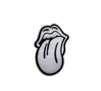 Rolling Stones Tongue Badge Embroidered Patch Sew-on or Iron-on (White)